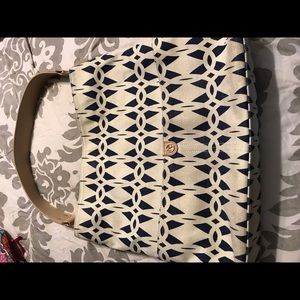 White and Blue Spartina Purse